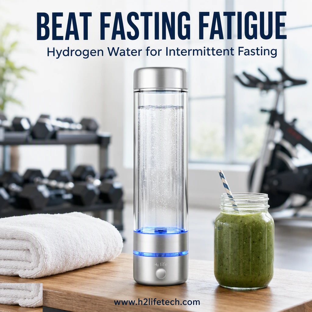Hydrogen water bottle for intermittent fasting