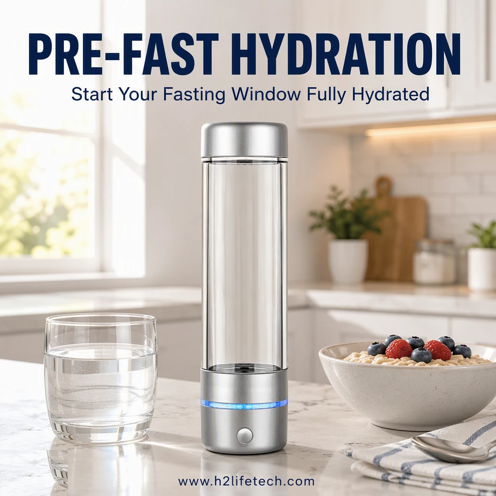 Hydrogen water bottle for pre-fast hydration